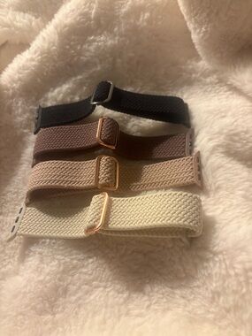 38 mm, 40mm, 41mm, 42mm Woven Apple Watch Bands - Black, Mauve, Rose, Cream